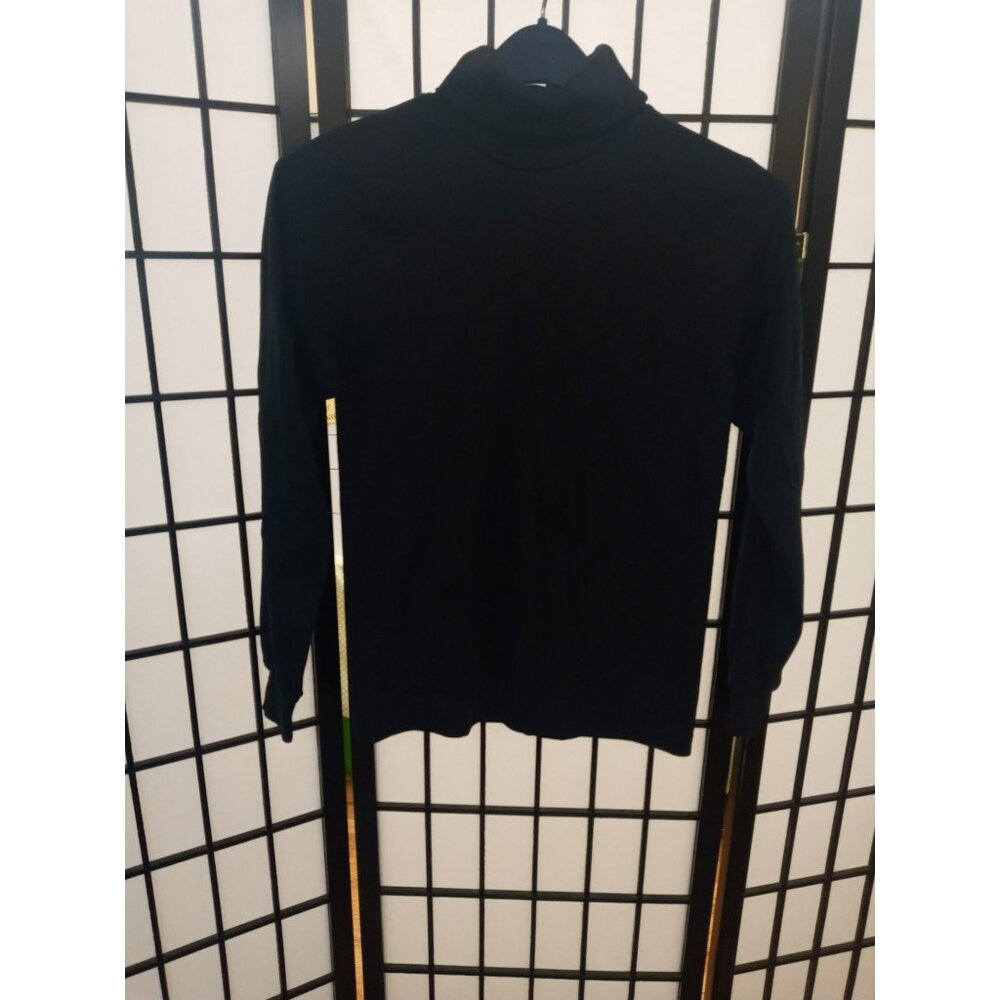 L.L. Bean Shirt Black Turtle Neck Long Sleeve Size Medium Stretch Pullover